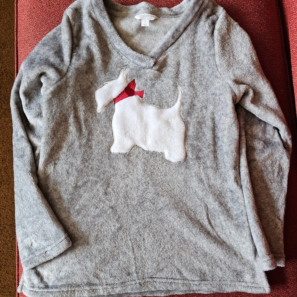 Charter Club Intimates Fleece Grey and White Scottie Pajamas - size S
